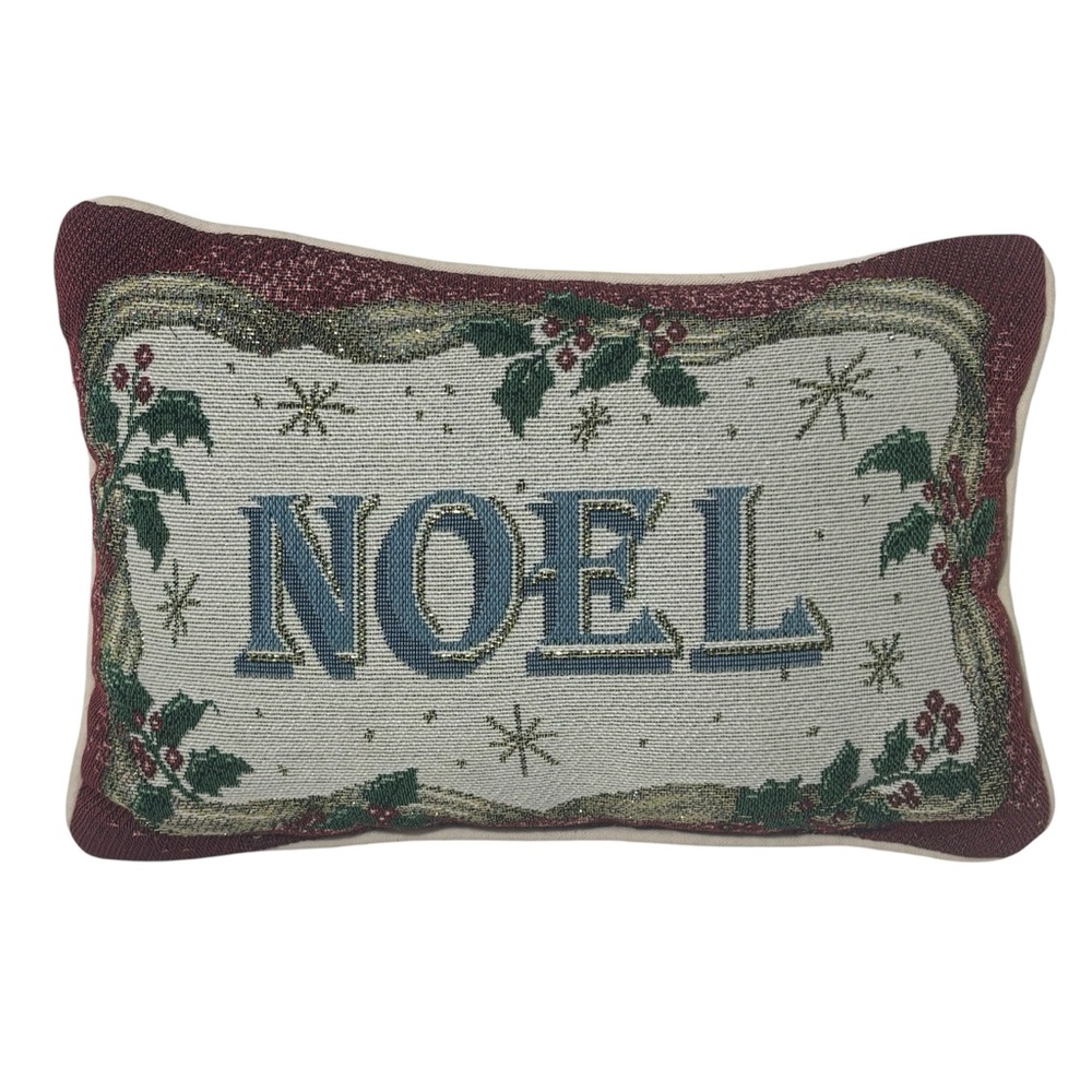 Festive Tapestry Noel Holiday Accent Pillow